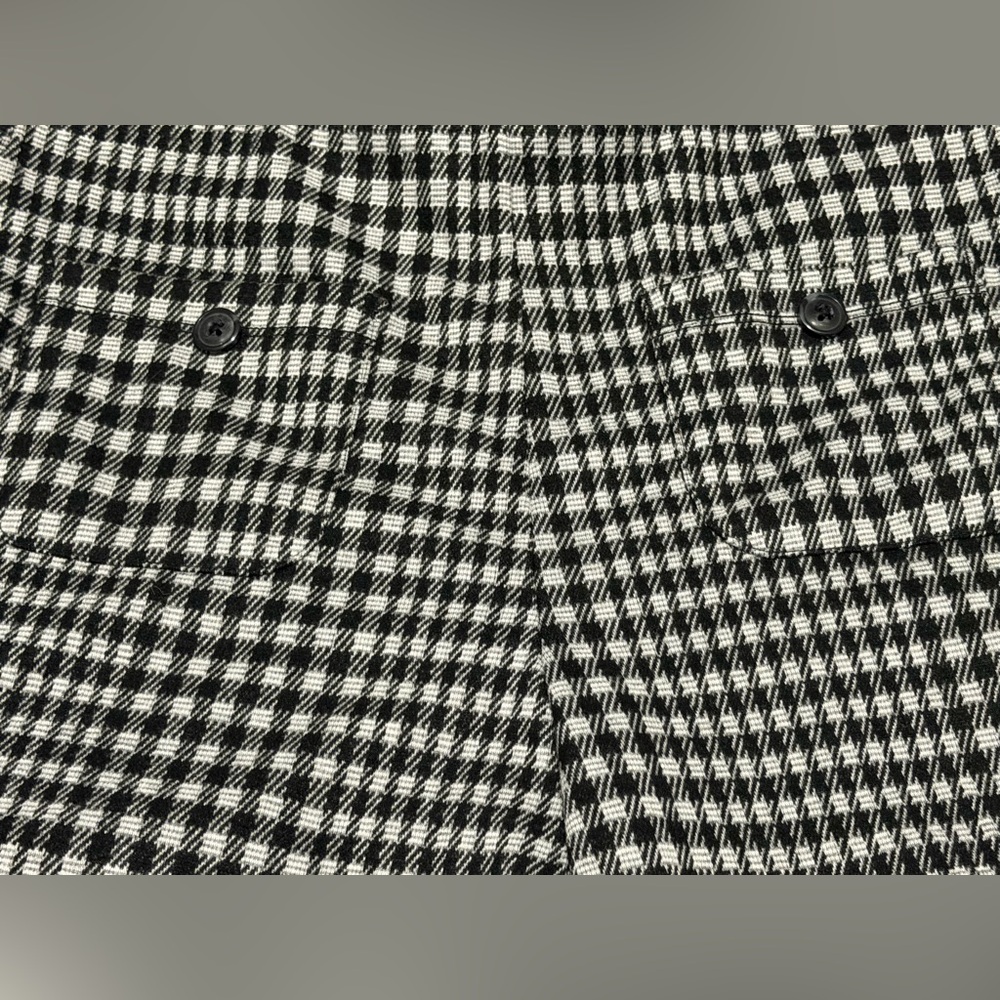 Wide-Leg Houndstooth Pants Black & White Pull On Pant Trousers preppy career, S - Picture 6 of 15